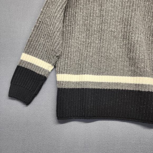 Eddie Bauer Sweater Mens Small EBTEK Wool Blend Grey Black Vintage Hong Kong 90s - Picture 11 of 13